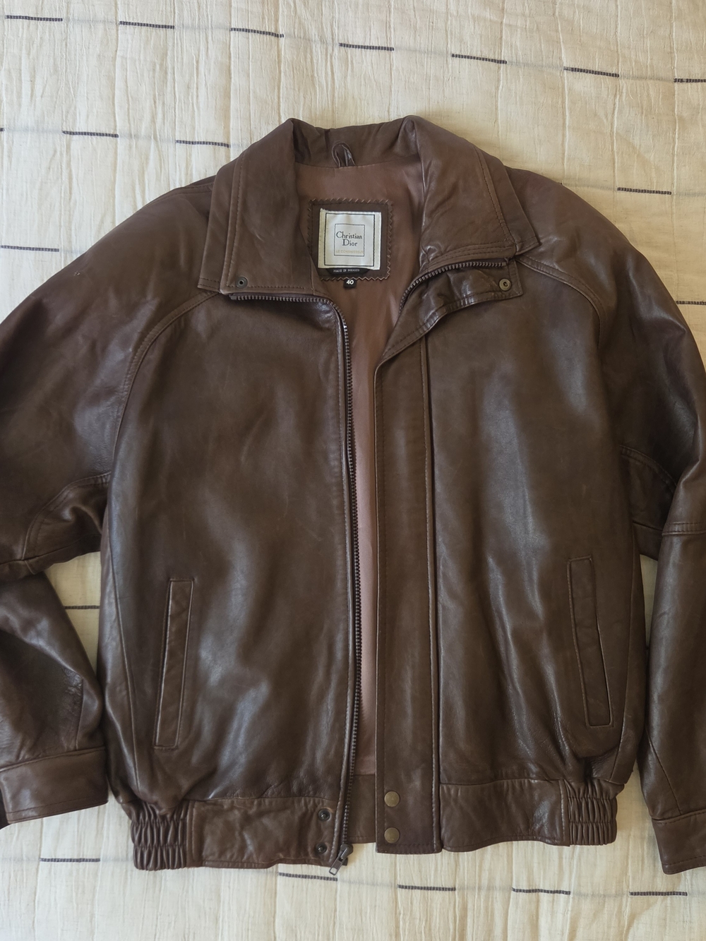 Dior Brown Leather Bomber Jacket - Men's